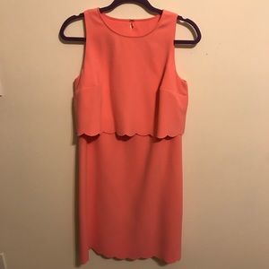 Loft Peach Scalloped Crop Illusion Dress